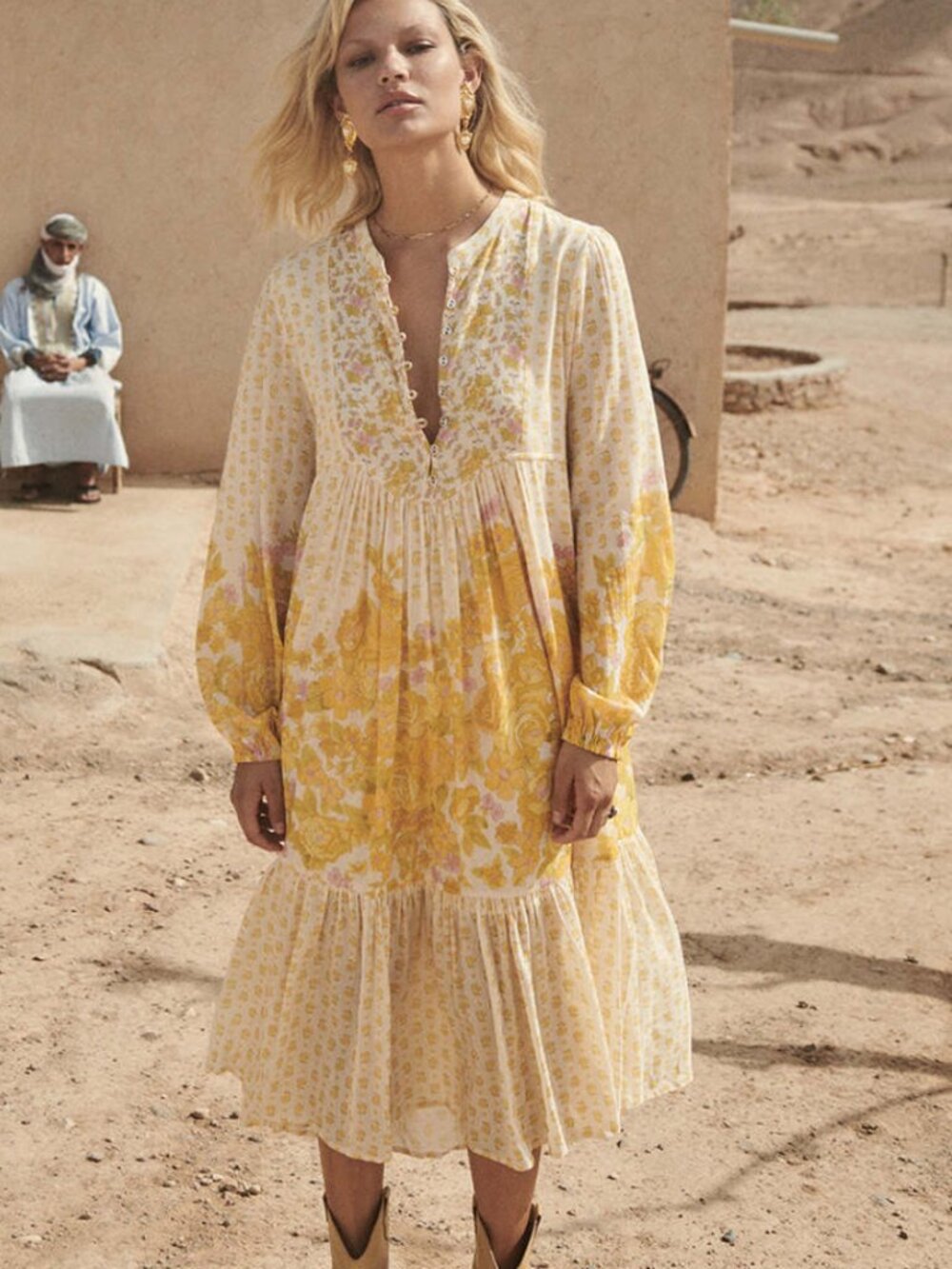 Spell & The Gypsy Yellow Rose Boho Midi Dress Honeysuckle NWT Rare Medium
